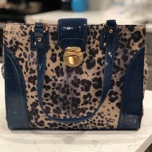 Kate Landry Madison Blue Leopard print purse